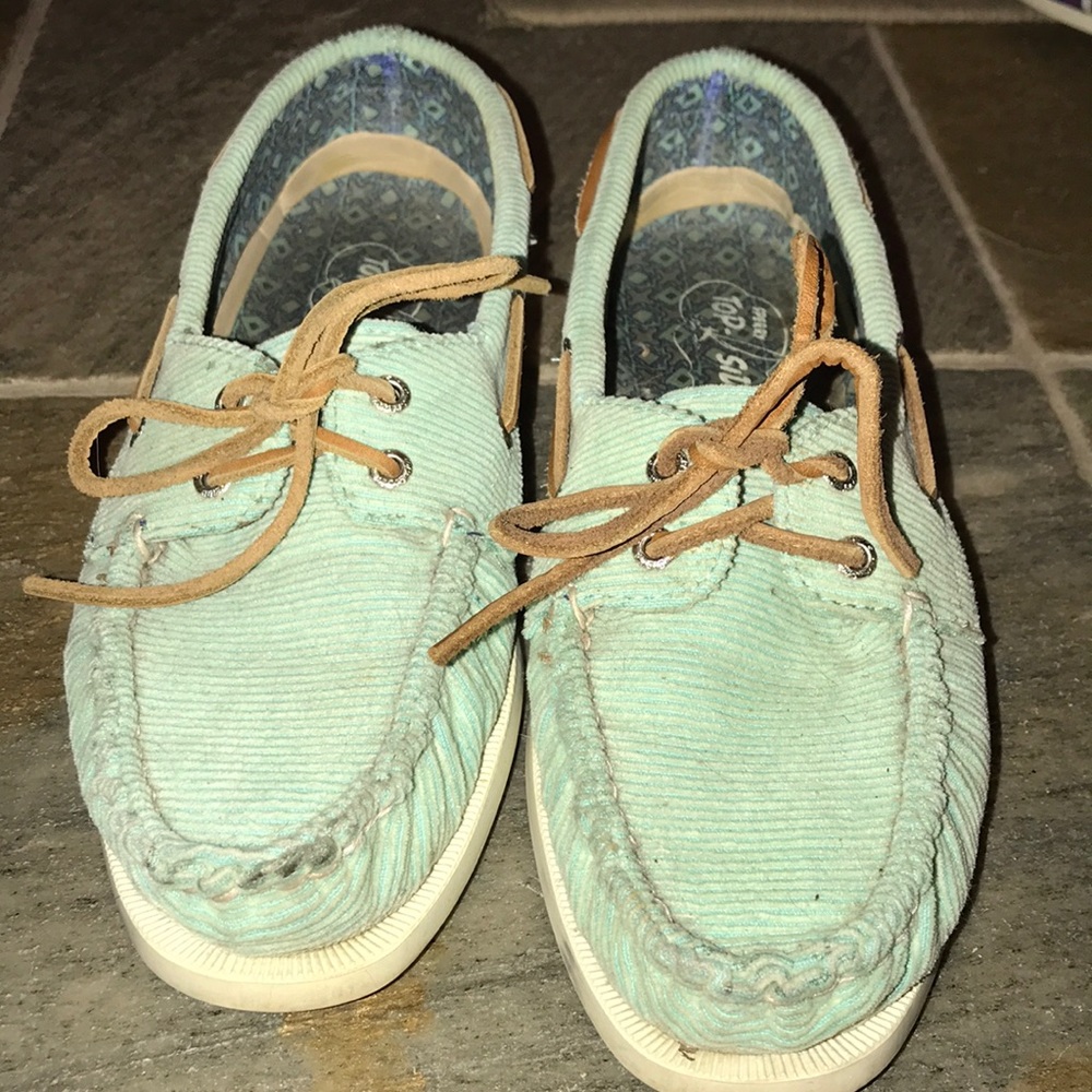 Sperry Top Sider shoes with turquoise corduroy
